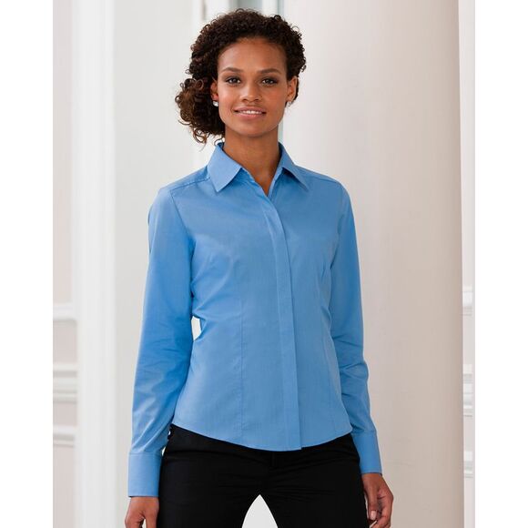 Russell Collection Womens/Ladies Long Sleeve Fitted Office/Formal Poplin Shirt / - Picture 4 of 5